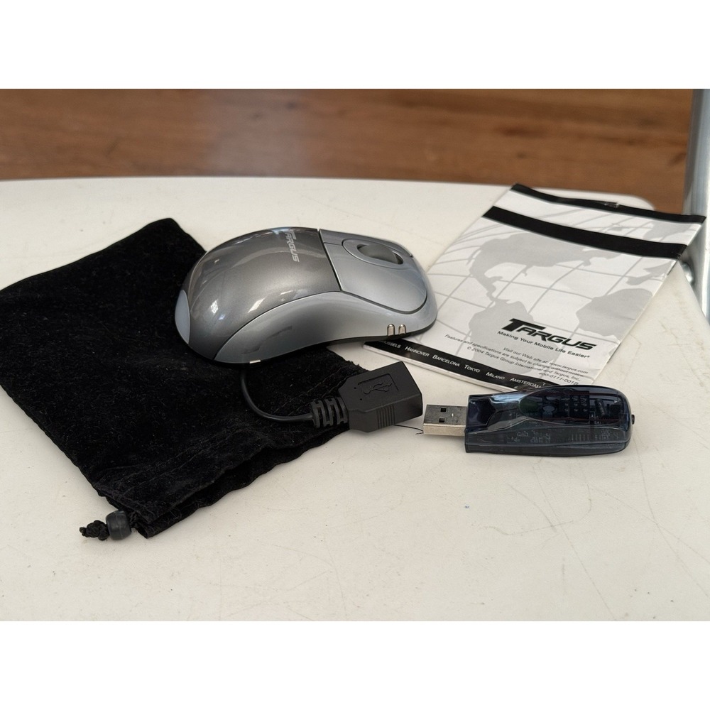 Targus PAWM10 Gray Optical Wheel Mouse Wireless Scroll USB Receiver, Works Great